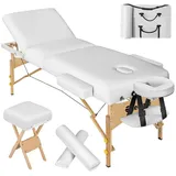 Tectake tectake® 3 Zonen Massageliege mit 10 cm Polsterung, Rollen und Holzgestell