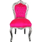 Casa Padrino Barock Esszimmer Stuhl Pink Silber mit Bling Bling Glitzersteinen
