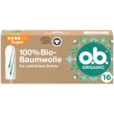 o.b. Organic Super (16 Stück), Bio Tampons für starke Tage aus 100% Bio-Baumwolle mit geschwungenen Rillen für zuverlässigen & natürlichen Schutz