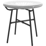 Outsunny Beistelltisch aus PE Rattan runder Couchtisch mit Glastischplatte Tablett Gartentisch Gartenmöbel Kaffeetisch Sofatisch Bistrotisch für Garten Terrasse Balkon, 50 x 50 x 50 cm, Grau