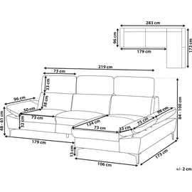 Beliani Ecksofa 4-Sitzer Farila Echtleder L-Förmig mit Chaiselongue linksseitig
