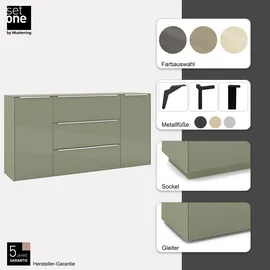 Set One by Musterring Sideboard Reno 182 x 94 x 42 cm Olivgrün matt lack / Olivgrün glanz