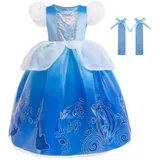 Lito Angels Prinzessin Cinderella Kostüm Kleid Verkleidung für Kinder Mädchen Größe 7-8 Jahre 128, Blau