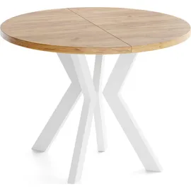 WFL GROUP Runder Ausziehtisch 90-190 x 77 cm Eiche Braun