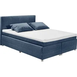 Boxspringbett ED EXCITING DESIGN "Luanda", blau, B:184cm L:212cm, Komplettbetten, wahlweise mit Matratze und Topper