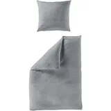BIERBAUM Chic Uni unifarben Grau 155 x 220 cm + 2 x 40 x 80 cm