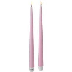 LED Stabkerzen ELLA - Echtwachs - realistische 3D Flamme - H: 28cm - rosa - 2 Stück