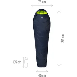 Millet Schlafsack Baikal 1100 Reg (3-Jahreszeiten-Schlafsack, Droite) - Reissverschlussöffnung rechts - saphirblau