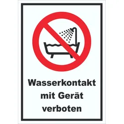 Wasserkontakt mit Gerät verboten Schild A1 (594x841mm)