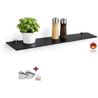 Glasregal Wandregal Glasboden Glasablage Regal Glas Schweberegal Bad Schwarz