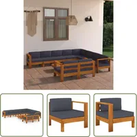 vidaXL Garten-Lounge-Set 10-tlg. grau
