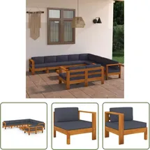 vidaXL Garten-Lounge-Set 10-tlg. grau