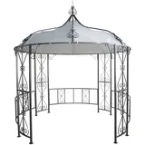 DEGAMO Luxus Pavillon Gartenpavillon Burma 300cm rund, Stahlgestell grau pulverbeschichtet + Dach wasserdicht Weiss