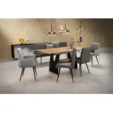 K+W Komfort & Wohnen Essgruppe K+W KOMFORT & WOHNEN "Giacomo I", grau (granit, lightgrau,), Flachgewebe 775 Leder CLOUD, Synchron-Auszug, Länge Esstisch: 180cm,Länge Esstischmaximal: 220cm,Breite/Sitzbreite Bank: 200cm, Sitzmöbel-Sets, Essgruppe, 2 Stühle und Bank, 2