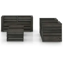 vidaXL 6-tlg. Garten-Lounge-Set Grau Imprägniertes Kiefernholz