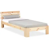 Homestyle4u Holzbett 90 x 200 cm mit Lattenrost in Braun 2191