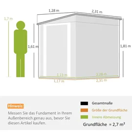 Outsunny Gerätehaus 2,28 x 2,31 m Dunkelgrau