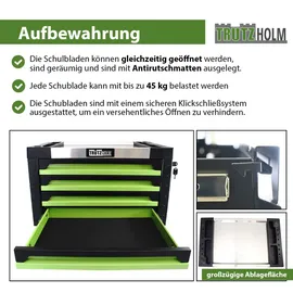Trutzholm Werkzeugkiste 4 Schubladen ca. 68 x 46 cm leer grün
