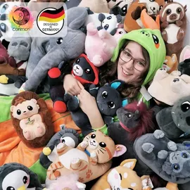 corimori Süße Plüsch Hausschuhe (10+ Designs) Koala „Hugo“ Slipper Einheitsgröße 34-44 Uni Pantoffeln Grau