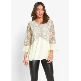 bonprix Tunika BONPRIX, Damen, Gr. 44, wollweiß, rauchgrau, Web, Obermaterial: 100% Polyester.