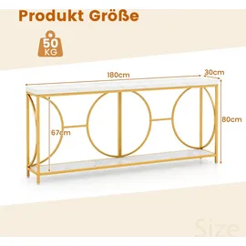 Costway Konsolentisch 180 x 40 x 75 cm gold weiß