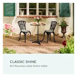 Blumfeldt Patras - Bistro-Tisch, Gartentisch, Deko-Zierkante, Gusseiserner Standfuß, für drinnen und draußen, wasserfest, frostsicher, 57,5 cm ø 72 cm Höhe,