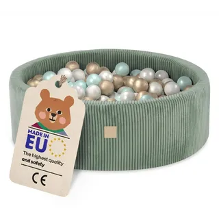 Misioo Bällebad mit Schaumstoff-Füllung - 90x30cm - 200 Bälle - Hochwertige Bällebad Bälle für Kinder - Sicheres Spielzeug - Waschbar