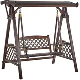 Beliani Hollywoodschaukel, Dunkelbraun, Gold, Holz, 170x177x118 cm, Gartenmöbel, Hollywoodschaukeln