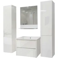 Mendler Badezimmerset HWC-B19, Waschtisch Wandspiegel 2x Hängeschrank, hochglanz ~