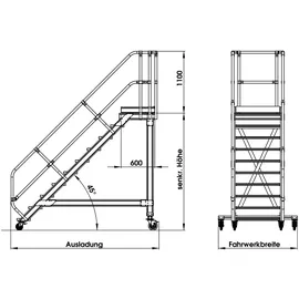 Günzburger Plattformtreppe 45° 800 cm Aluminium