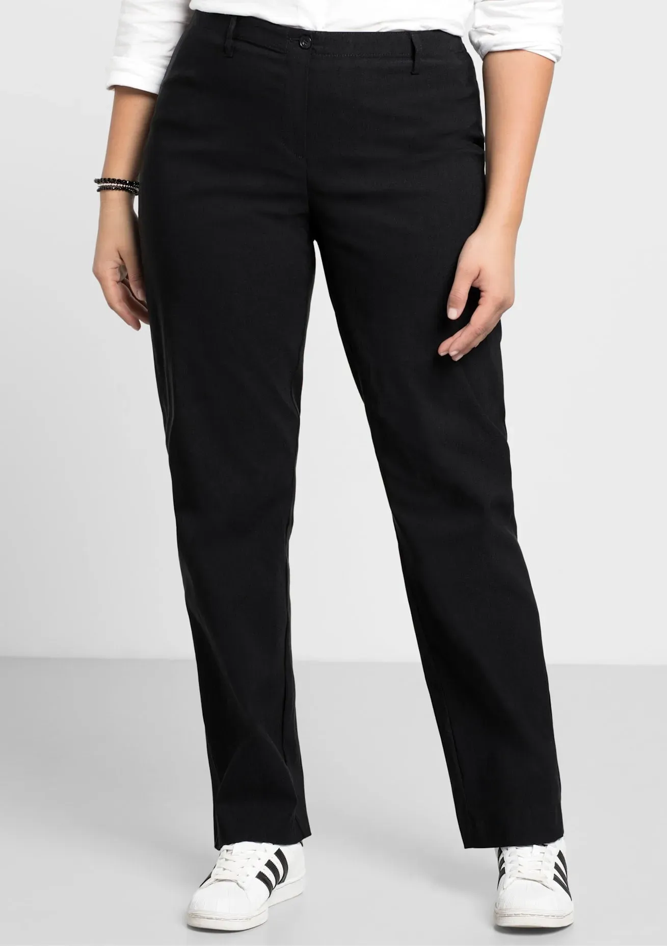Webhose SHEEGO, Damen, Gr. 50, Normalgrößen, schwarz, 70% Viskose, 25% Polyamid, 5% Elasthan, unifarben, Hosen