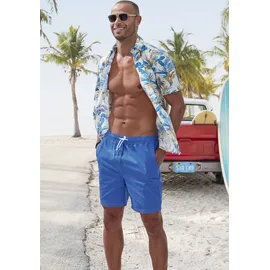 John Devin Shorts JOHN DEVIN "- Bermuda in sommerlichen Farben", Herren, Gr. S, N-Gr, blau, Web, Obermaterial: 97% Baumwolle, 3% Elasthan, unifarben, regular fit kurz, Hosen Shorts, kurze Schlupfhose aus elastischer, gewebter Baumwollqualität