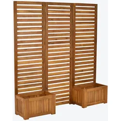 Merxx Sichtschutz mit 2 Blumenkästen, flexibel aufstellbar, Akazie