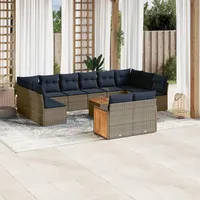 vidaXL Gartensofa-Set 12-tlg. grau Polyrattan