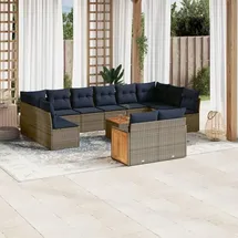 vidaXL Gartensofa-Set 12-tlg. grau Polyrattan
