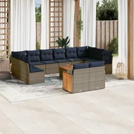 vidaXL Gartensofa-Set 12-tlg. grau Polyrattan