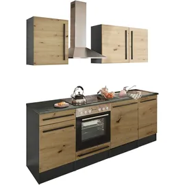 BASIC by Balculina Küchenzeile Jazz 220 cm anthrazit/artisan eiche/metallic braun