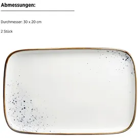 Mäser Servierplatte Pintar, Blau, Beige, Keramik, 2-teilig, rechteckig, 30x2x20 cm lebensmittelecht, Tischkultur , Servieren, Servierplatten