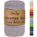 OurTop Premium Makramee Garn Graulila, 2mm x 500m Macrame Cord Makramee Kordel Schnur, Garn für DIY Handwerk, Weben Dekoration, Hängepflanze Pflanze Aufhänger