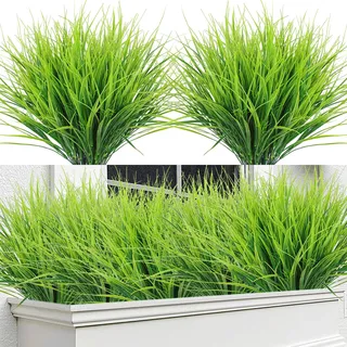 DEMIUKO 12 Bündel Gräser Künstliche Pflanzen Außenbereich Kunstgras wie echt Kunstpflanzen Outdoor Dekogras Wetterfest Gras UV-Beständige Dekopflanzen für Draußen Zuhause Garten Balkon Topf Deko
