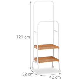 Relaxdays Stummer Diener auf Rollen 129 x 42 x 32 cm weiß