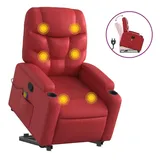 vidaXL Massagesessel mit Aufstehhilfe Kunstleder 89 x 100 x 0 cm Rot mit Liegefunktion