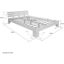 Homestyle4u Holzbett 140 x 200 cm mit Lattenrost in Braun 1837