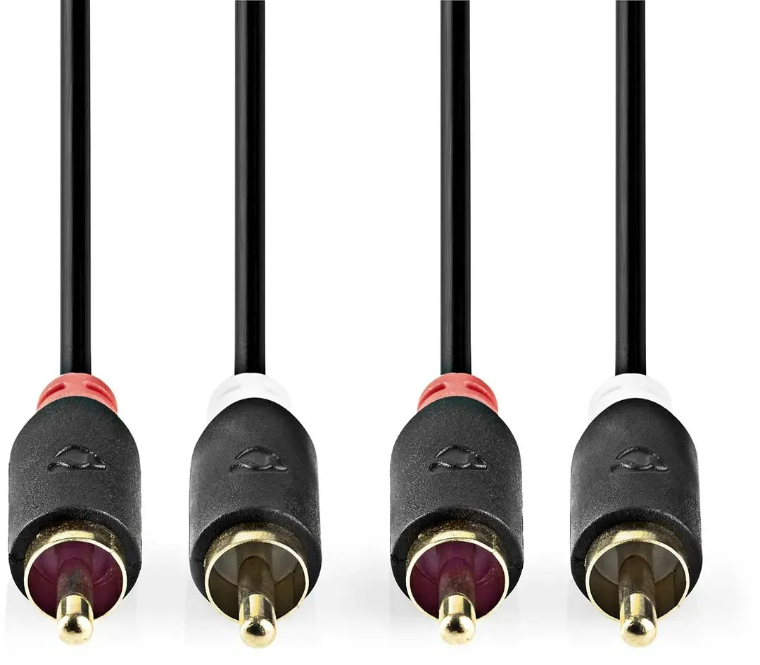 Nedis Stereo-Audiokabel - 2x RCA Stecker - 2x RCA Stecker - Vergoldet - 5.00 m - Rund - Anthrazit - Box