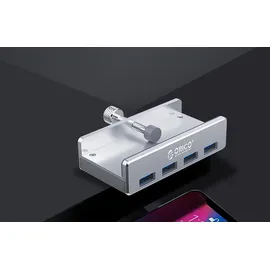 Allnet ALL-USB3-HUB-4-CLIP USB 3.2 Gen 1 (3.1 Gen 1) Type-A 5000 Mbit/s Silber