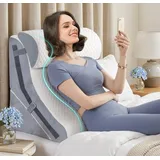 Orthopädisches Keilkissen Set 3-teilig – 15-in-1 Memory Foam Keilkissen für optimalen Schlaf, verstellbar 25/56/50 cm Höhe, Post-OP Auflageschiene, Säurereflux, Schnarchen, Rücken & Nackenstütze