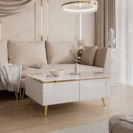 lookway Couchtisch AURORA Weiß/Gold Metall 90 x 41 x 60 cm