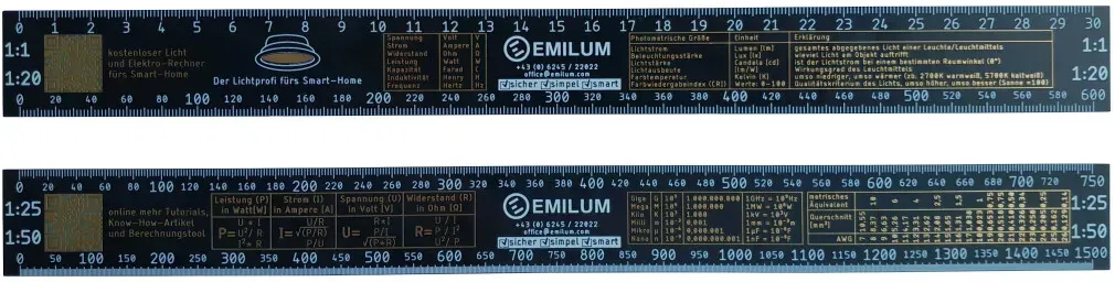 Emilum Maßstabs-Lineal für Elektro- Lichtplaner & Bauherren