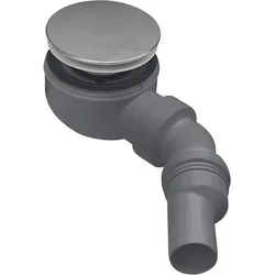 Siphon CORNAT "Ablaufgarnitur für Brausewannen", grau (grau, verchromt), Ø:11,4cm, Kunststoff, Siphons, mit waagerechtem Abgang und herausnehmbarem Geruchverschluss