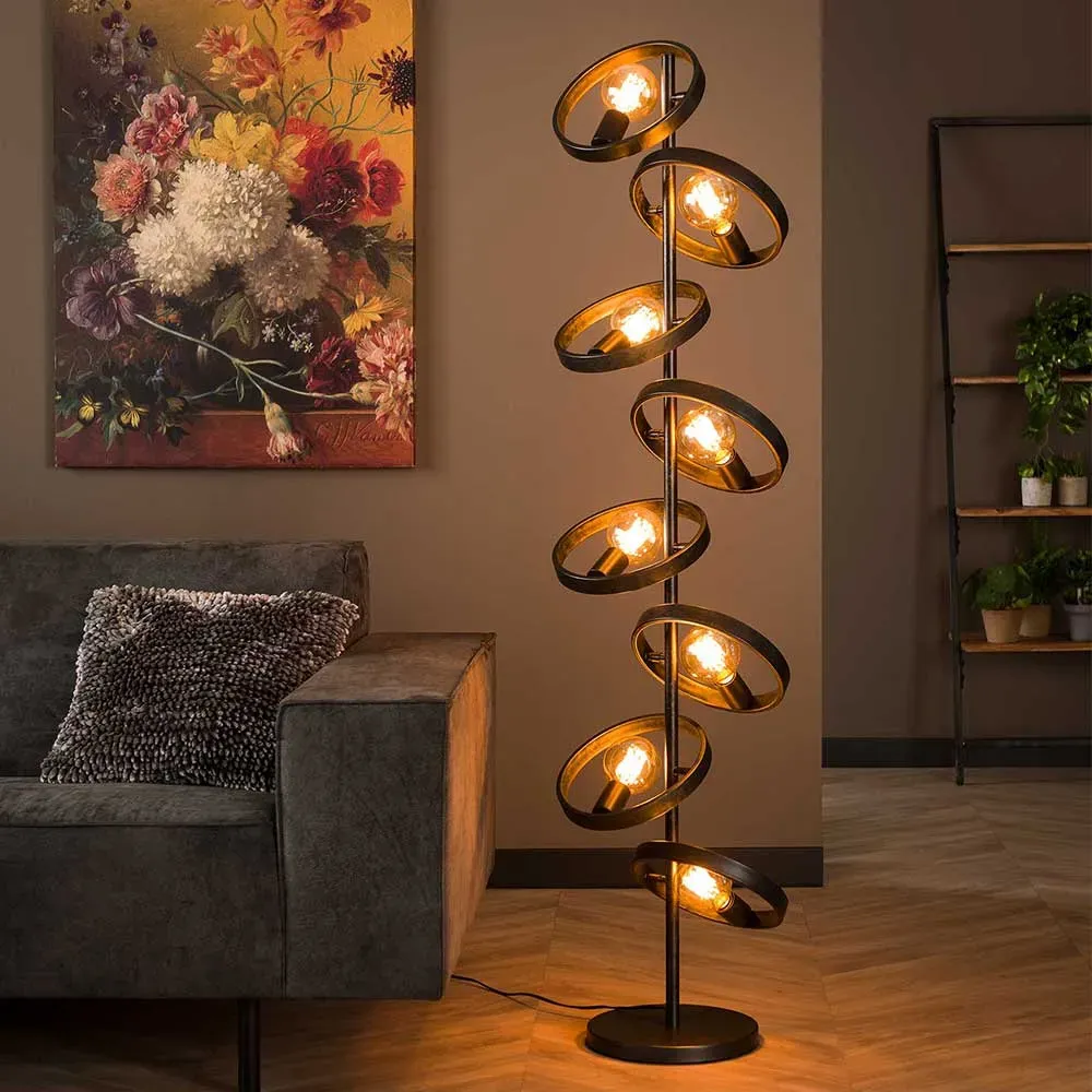 Industriestil Metall Stehlampe in Schwarzgrau 162 cm hoch